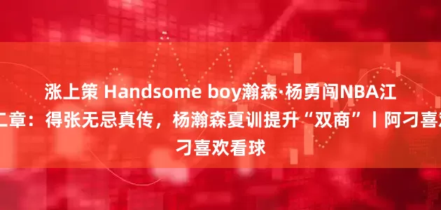 涨上策 Handsome boy瀚森·杨勇闯NBA江湖 第二章：得张无忌真传，杨瀚森夏训提升“双商”丨阿刁喜欢看球