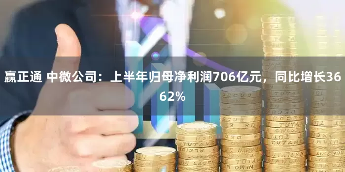 赢正通 中微公司：上半年归母净利润706亿元，同比增长3662%